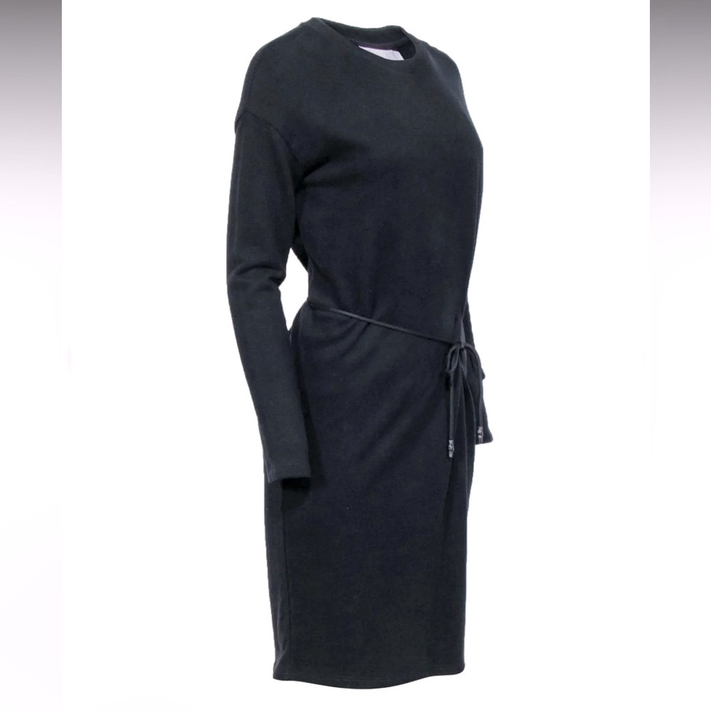 VINCE 100% Cotton Crew Neck Sweater Dress With Cord Tie Waist EUC - Picture 3 of 9